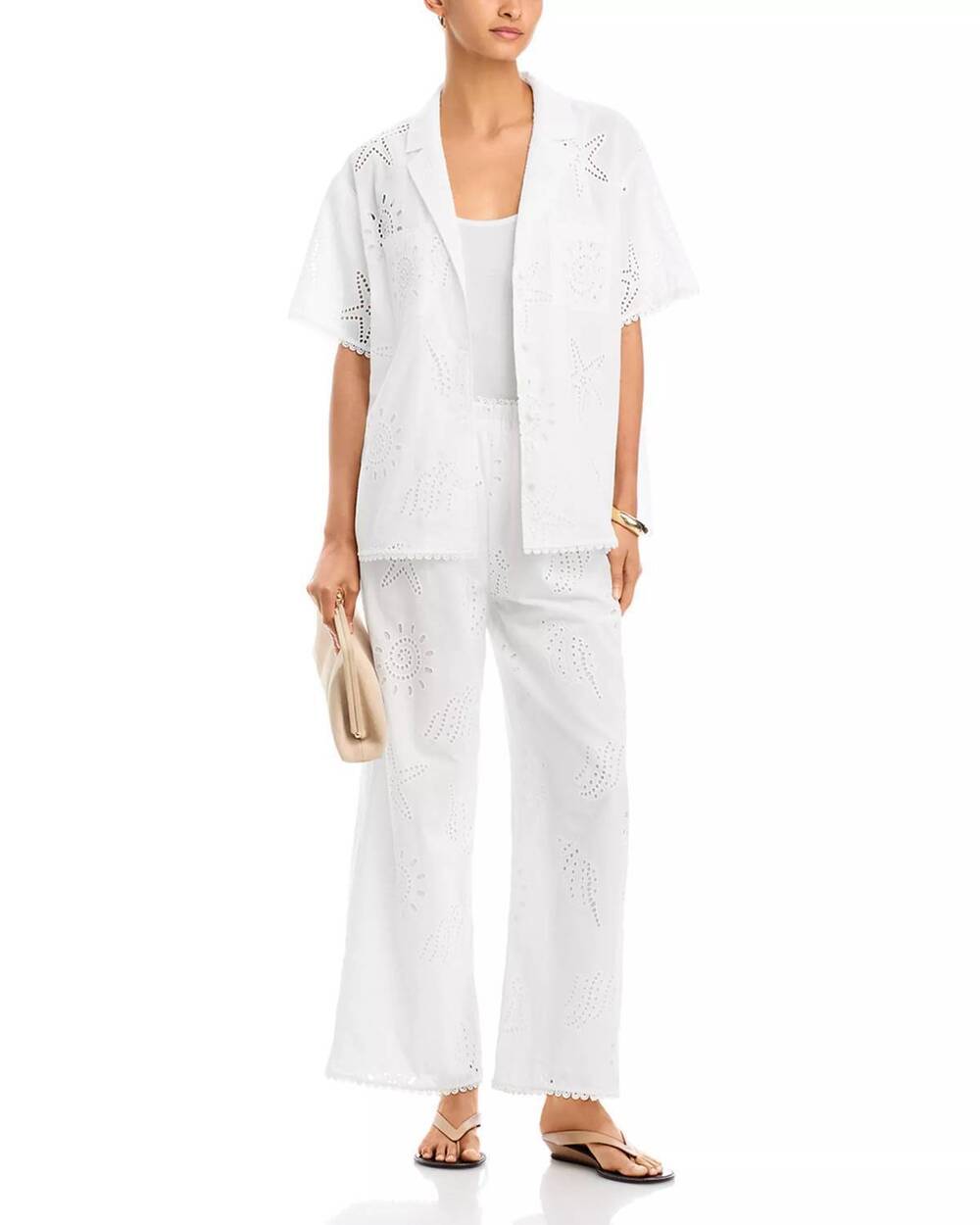 NEW A.REN eleni embroidered pants in off white